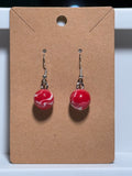 Red Marble Bead Clay Earrings