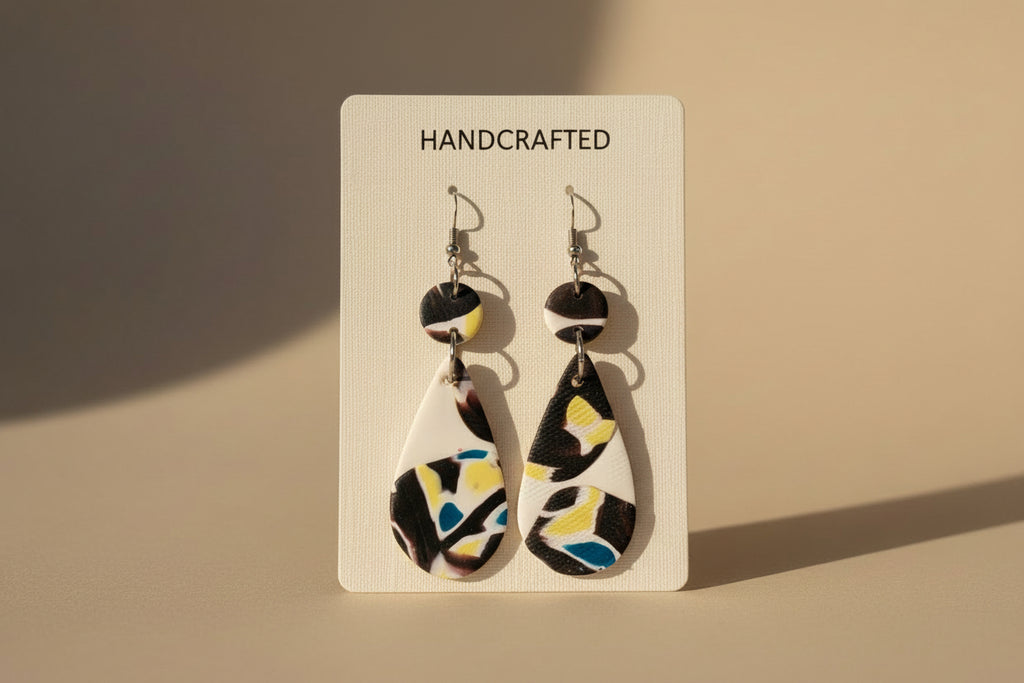 Abstract Circle & Teardrop Dangle Earrings