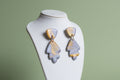 Gold & Gray Leaf Earrings