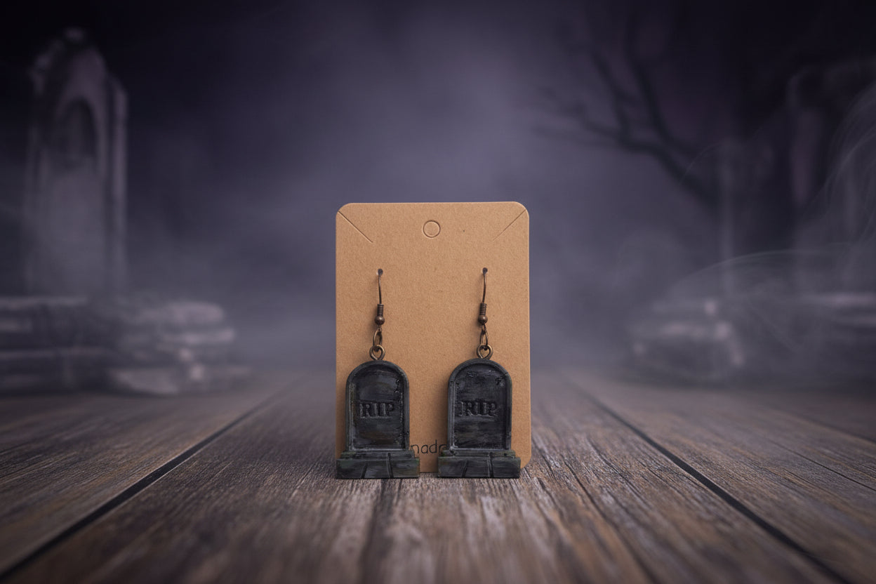3D Printed Gravestone Earrings