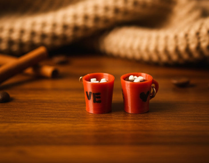 Hot Chocolate Earrings - Red Mug