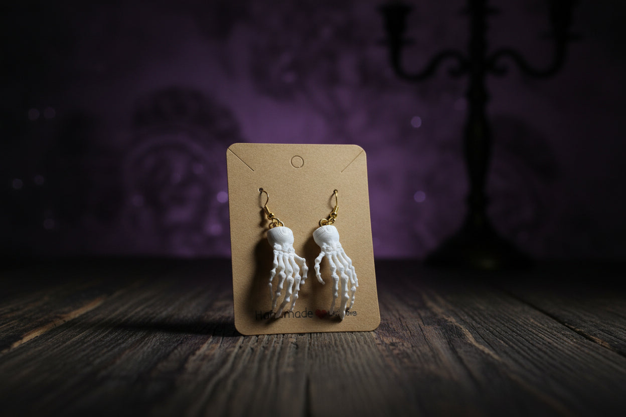 3D Printed Skeleton Hand Earrings