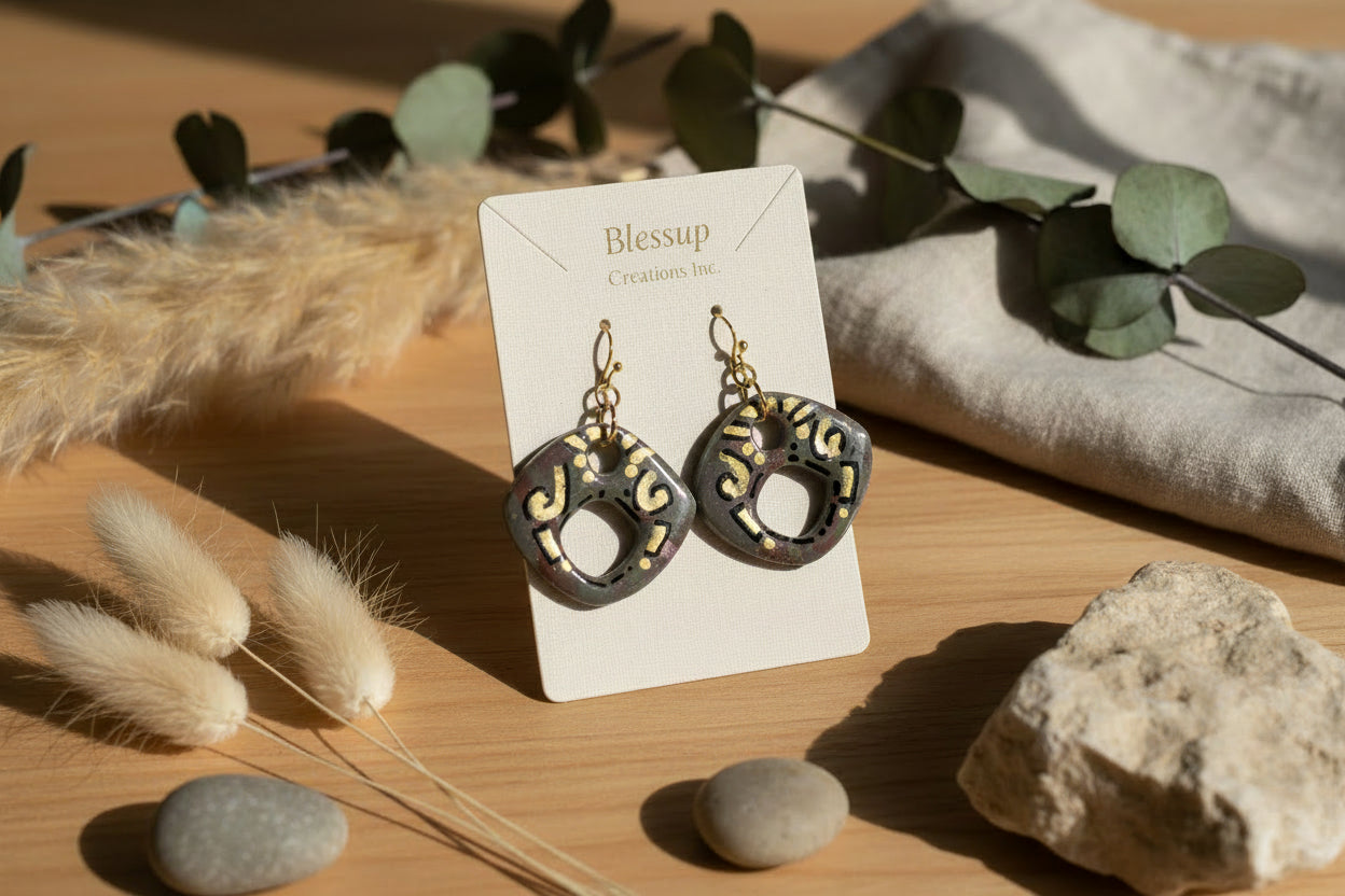 Olive Glitter Cutout Hoops