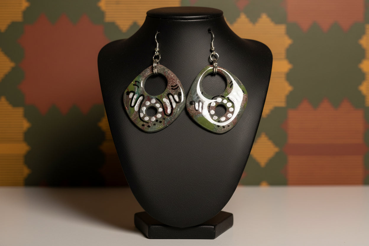 Olive Glitter Cutout Hoops