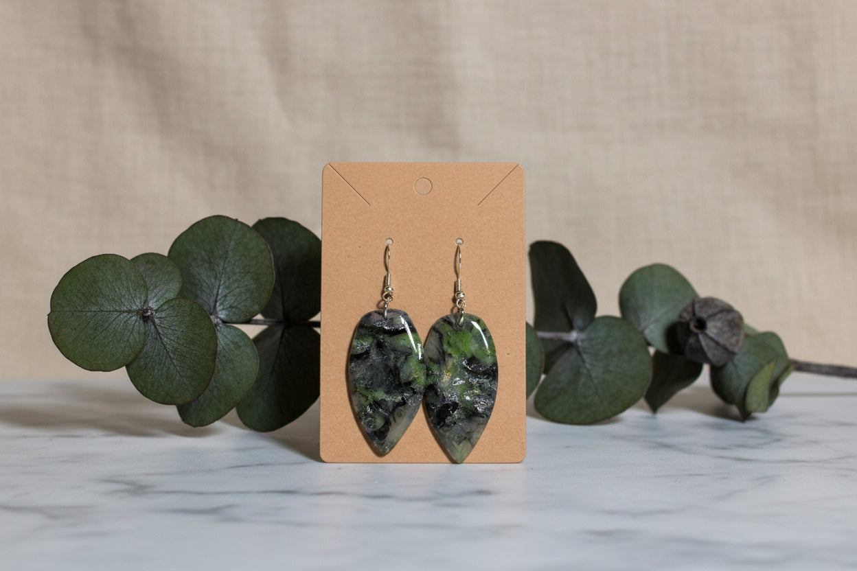 Emerald Noir Teardrop Dangles