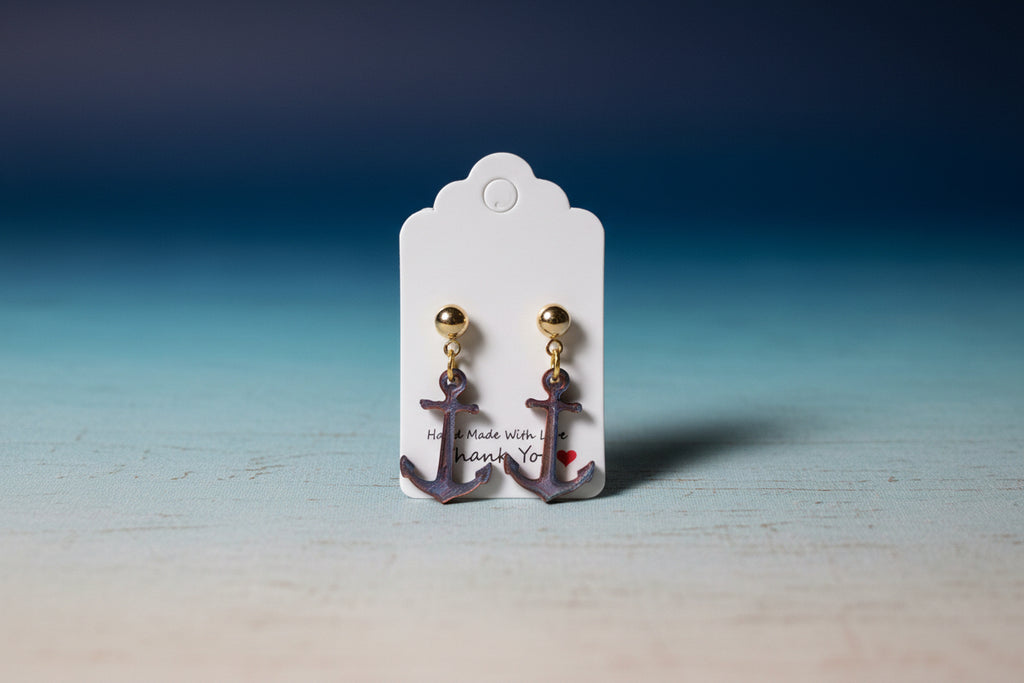 Silk PLA Anchor Drop Earrings – Lavender Purple