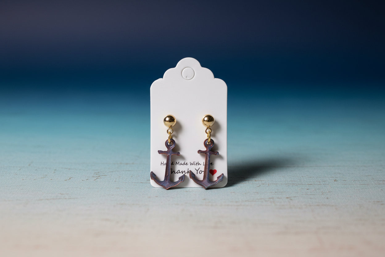 Silk PLA Anchor Drop Earrings – Lavender Purple