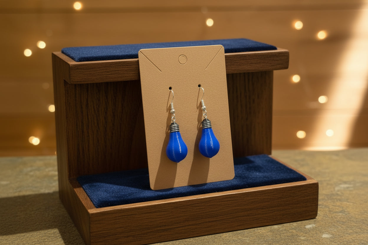 Blue Light Bulb Earrings