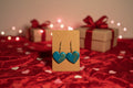 Blue heart with gold design gold hook