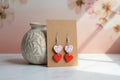 Pink Marble Double Heart Dangle Earrings