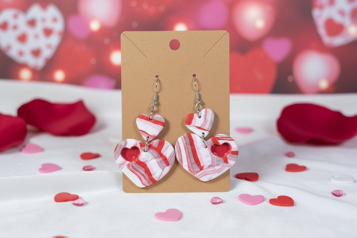 Double hearted resins earrings