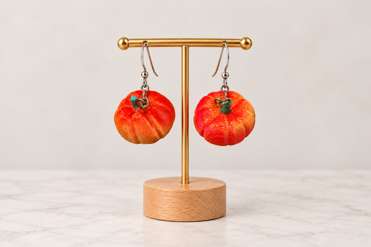Pumpkin 3D Printed Earrings