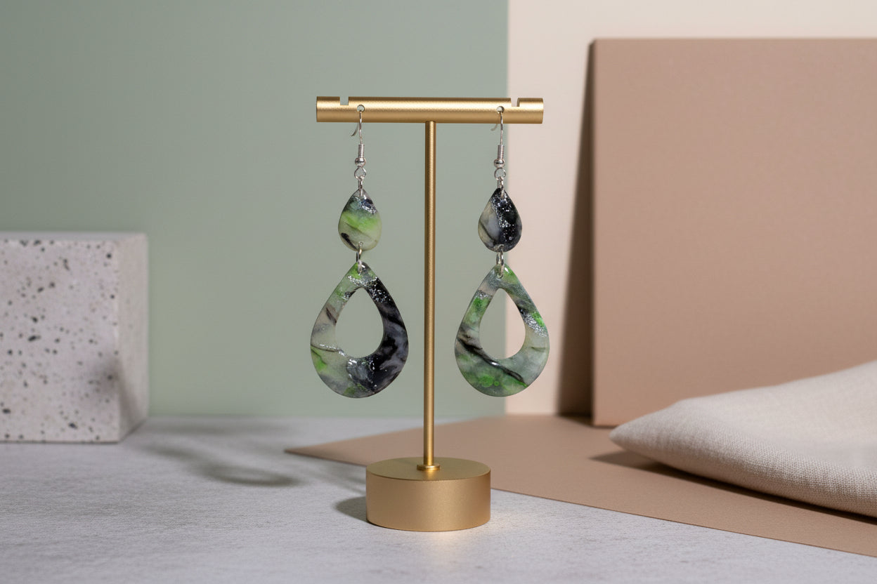 Black Marble Arch Earrings