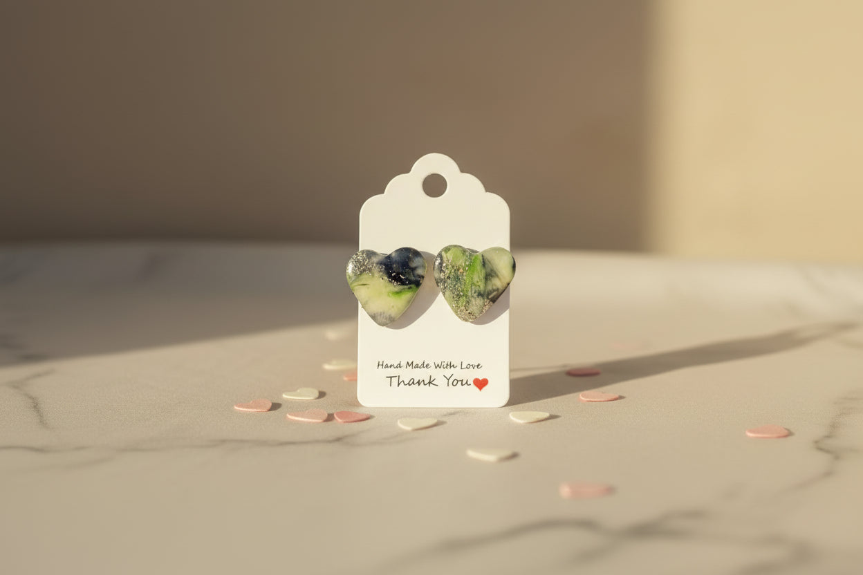 Enchanted Forest Heart Studs