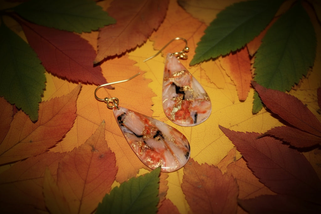 Autumn Marble Oval Polymer Clay Earring
