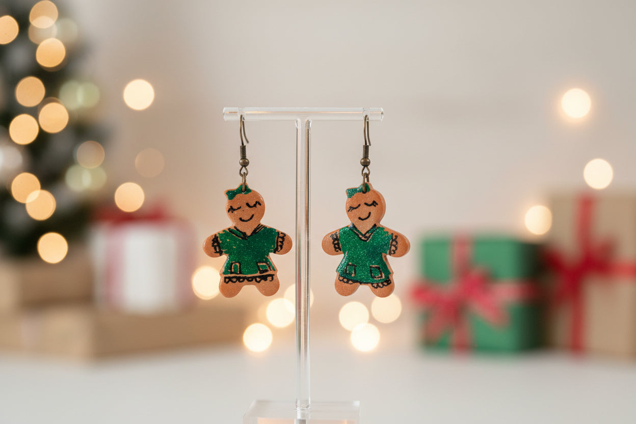 Gingerbread House Clay Earrings – Handmade