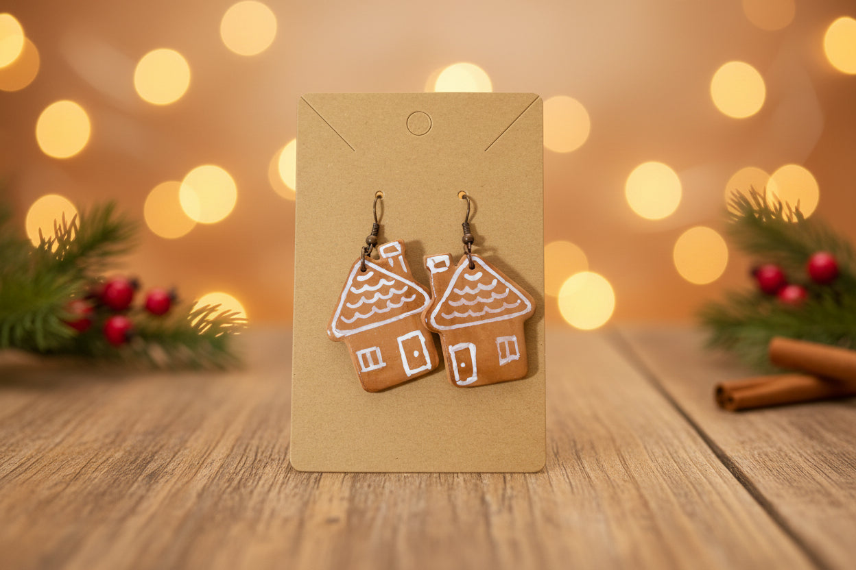 Gingerbread House Clay Earrings