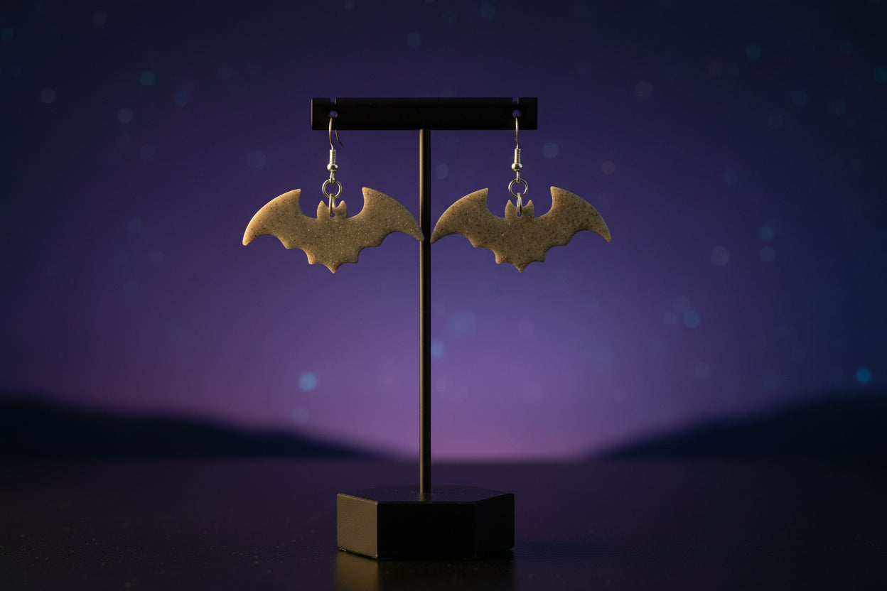 Polymer Clay Bat Earrings – Handmade