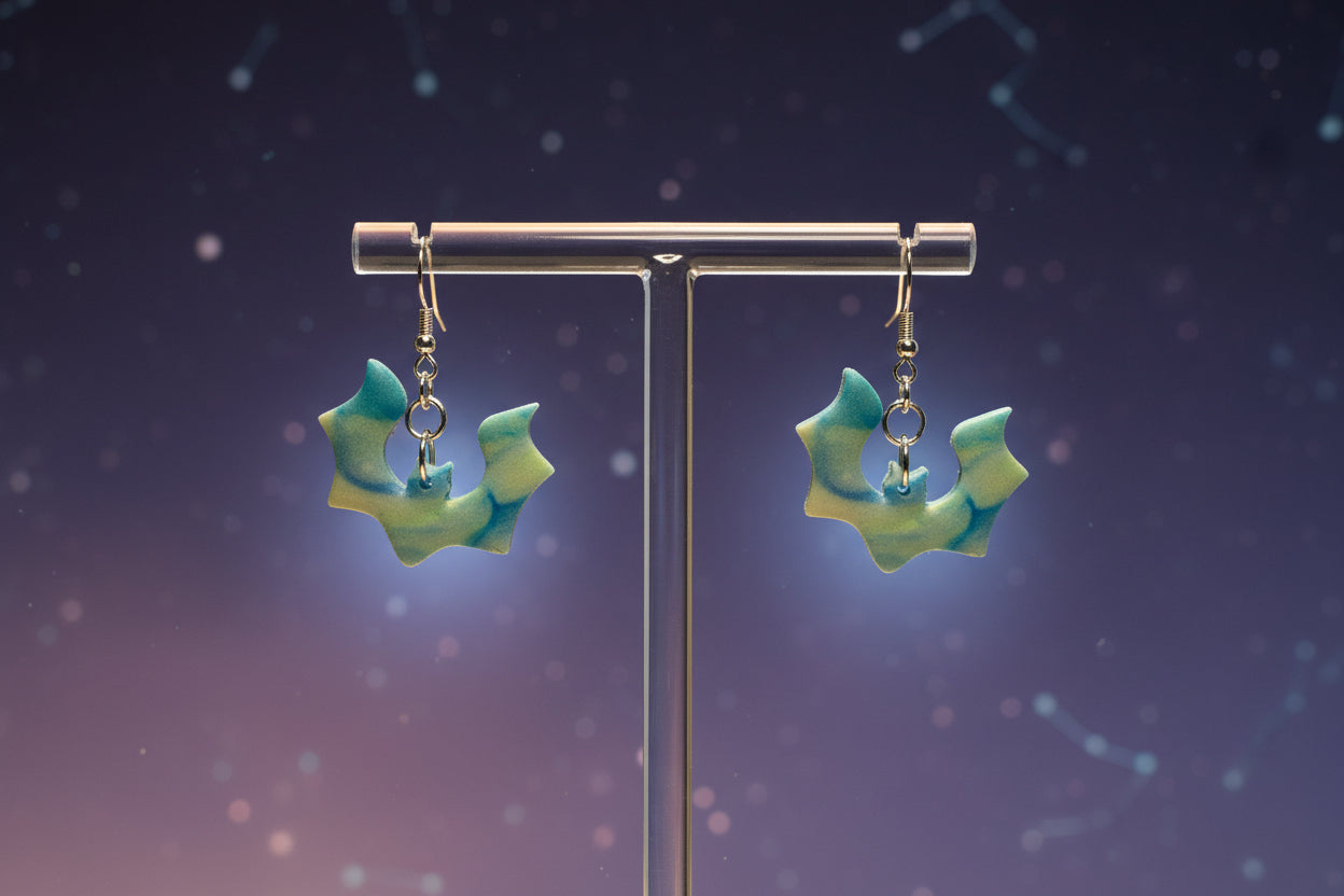 Polymer Clay Bat Earrings – Handmade