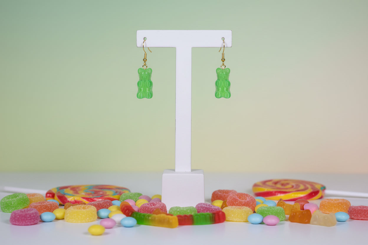 Green Gummy Bear Earrings
