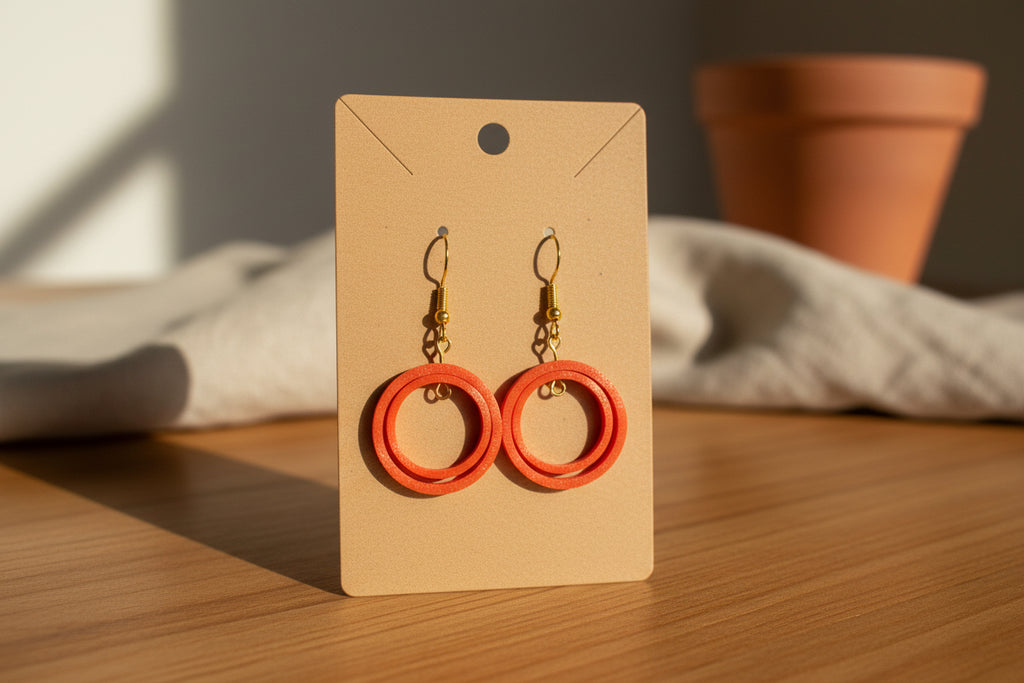 Greek Key Square Spiral Earrings – 3D Printed