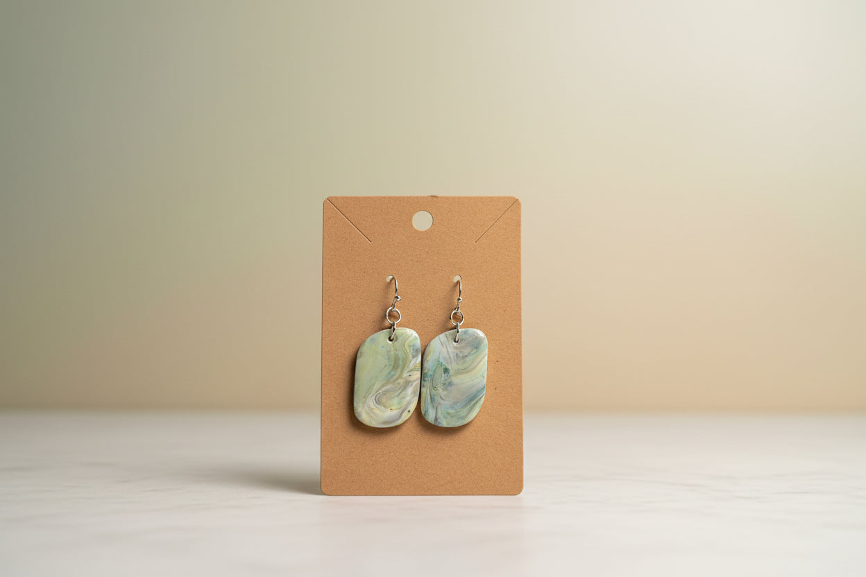 Ocean Marble Arch Clay Earrings – Handmade