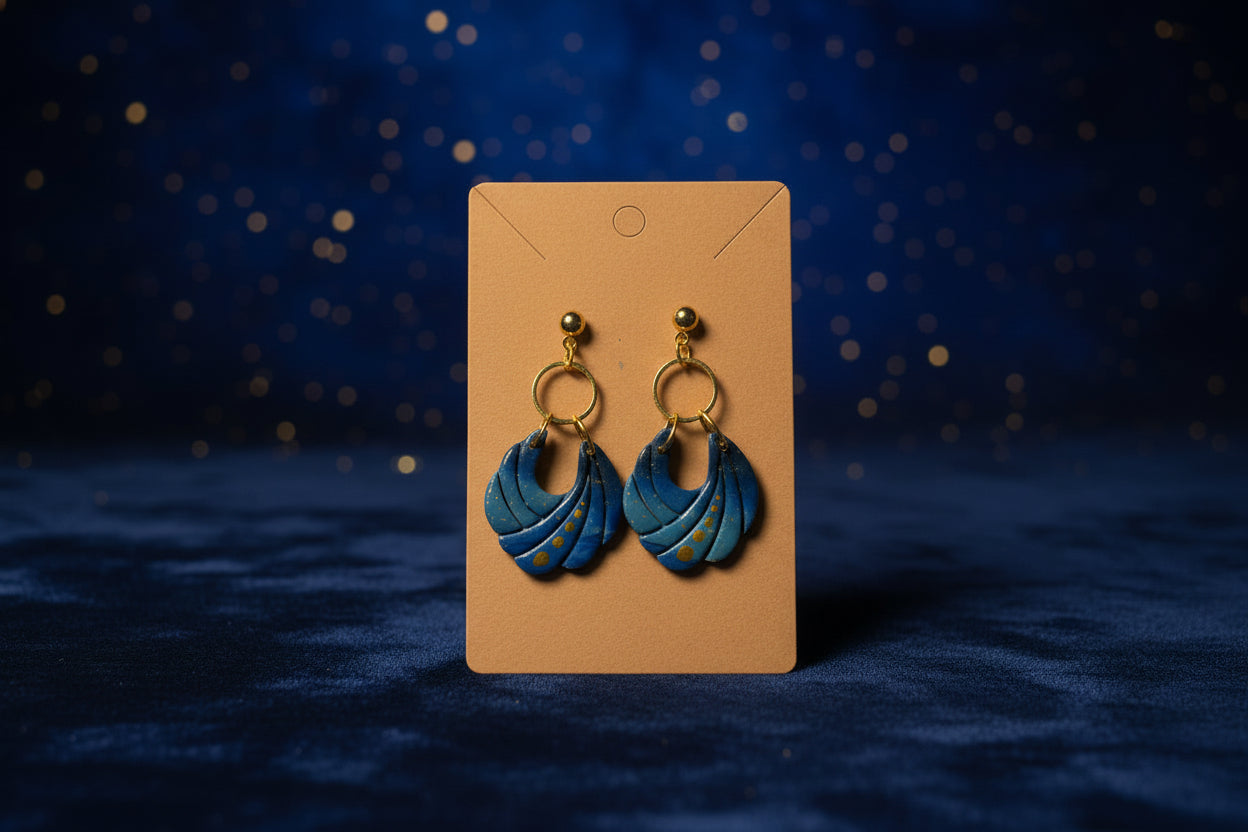 Midnight Tide Fan Earrings