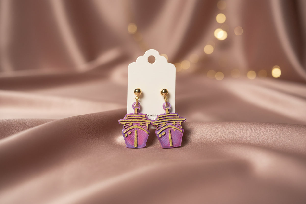 3D Printed Ship's Wheel Helm Earrings – Copper