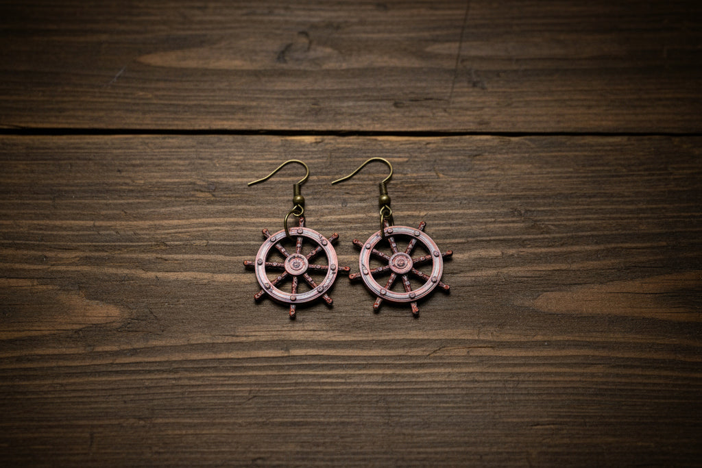 3D Printed Life Saver Ring Drop Earrings – Orange & White