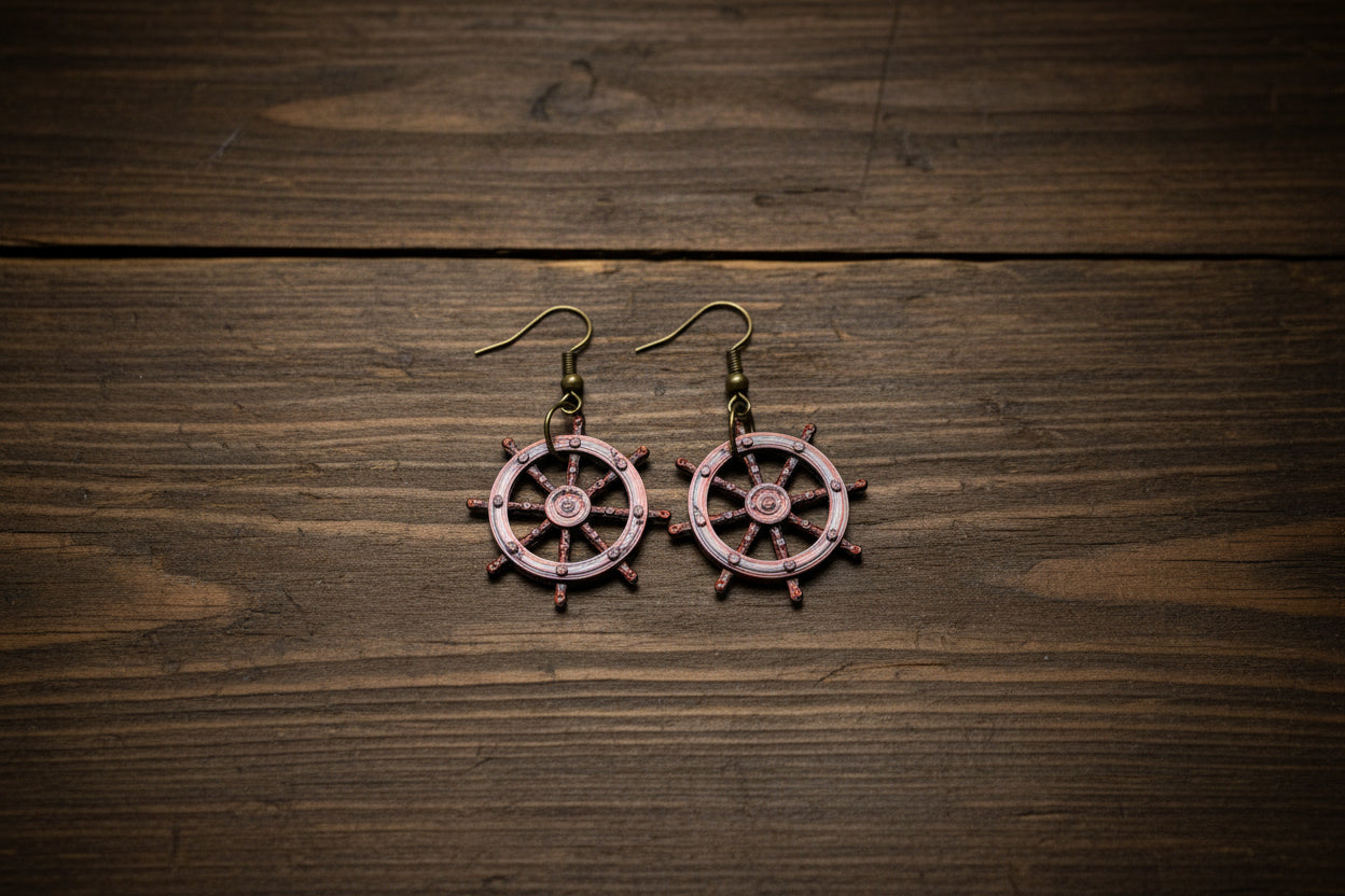 3D Printed Life Saver Ring Drop Earrings – Orange & White