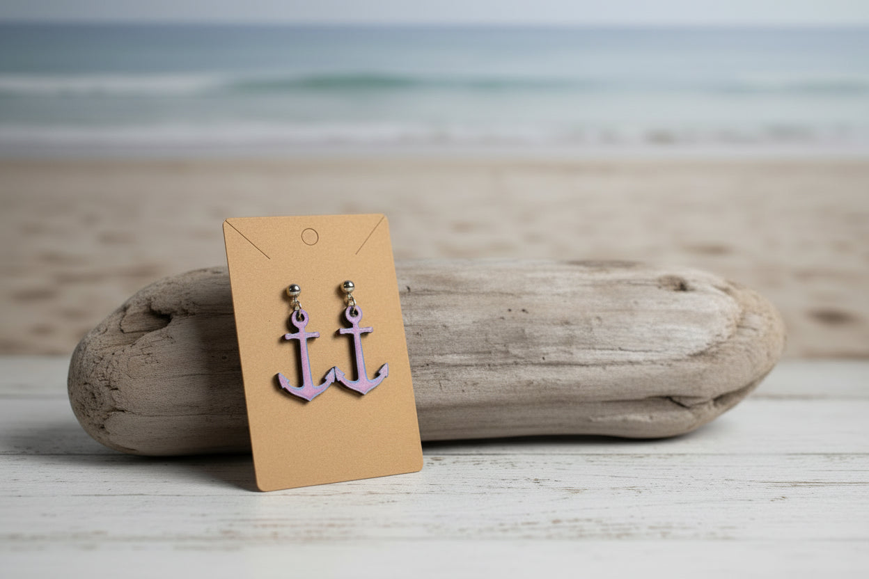 3D Printed Life Saver Ring Drop Earrings – Orange & White