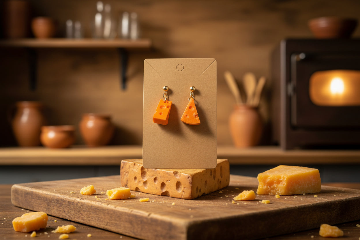 Cheese Wedge Dangle Earrings