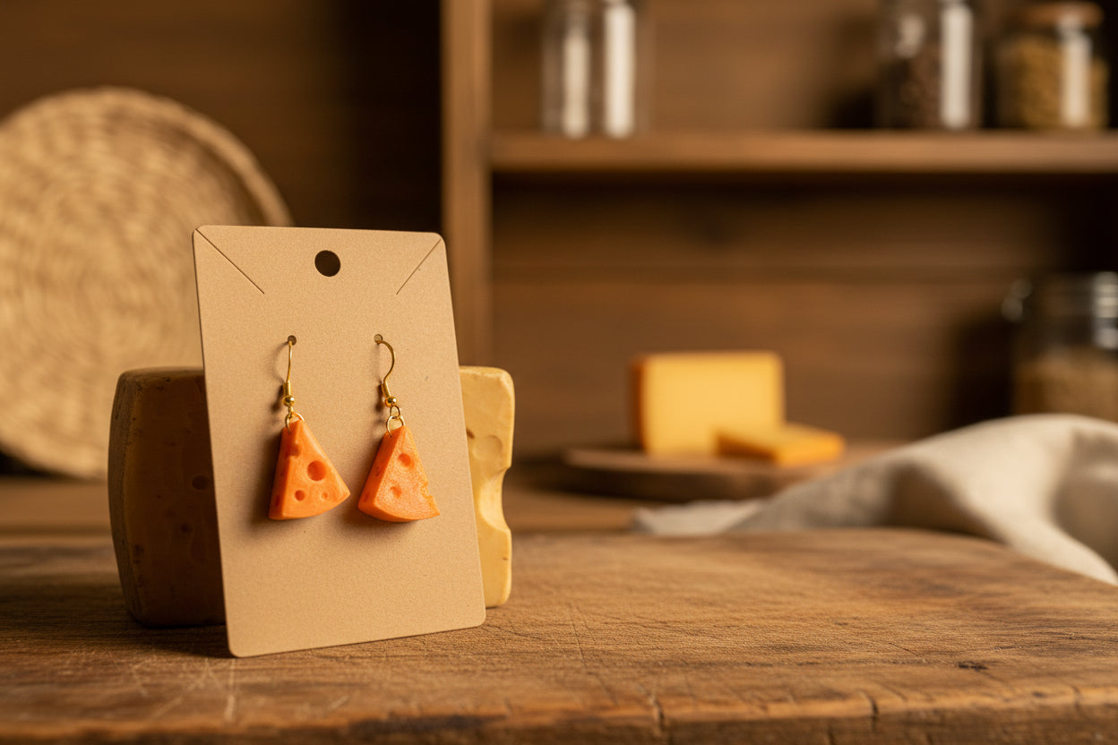 Cheese Wedge Dangle Earrings