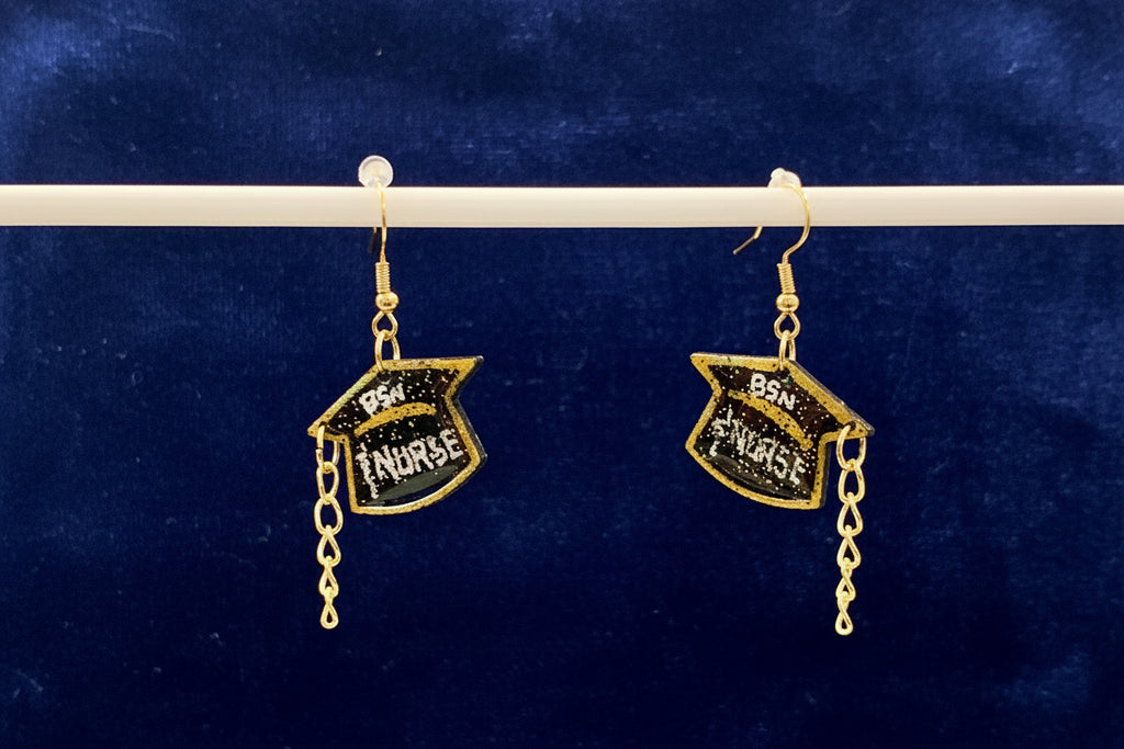BSN Nurse Grad Cap Earrings