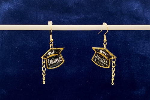 BSN Nurse Grad Cap Earrings