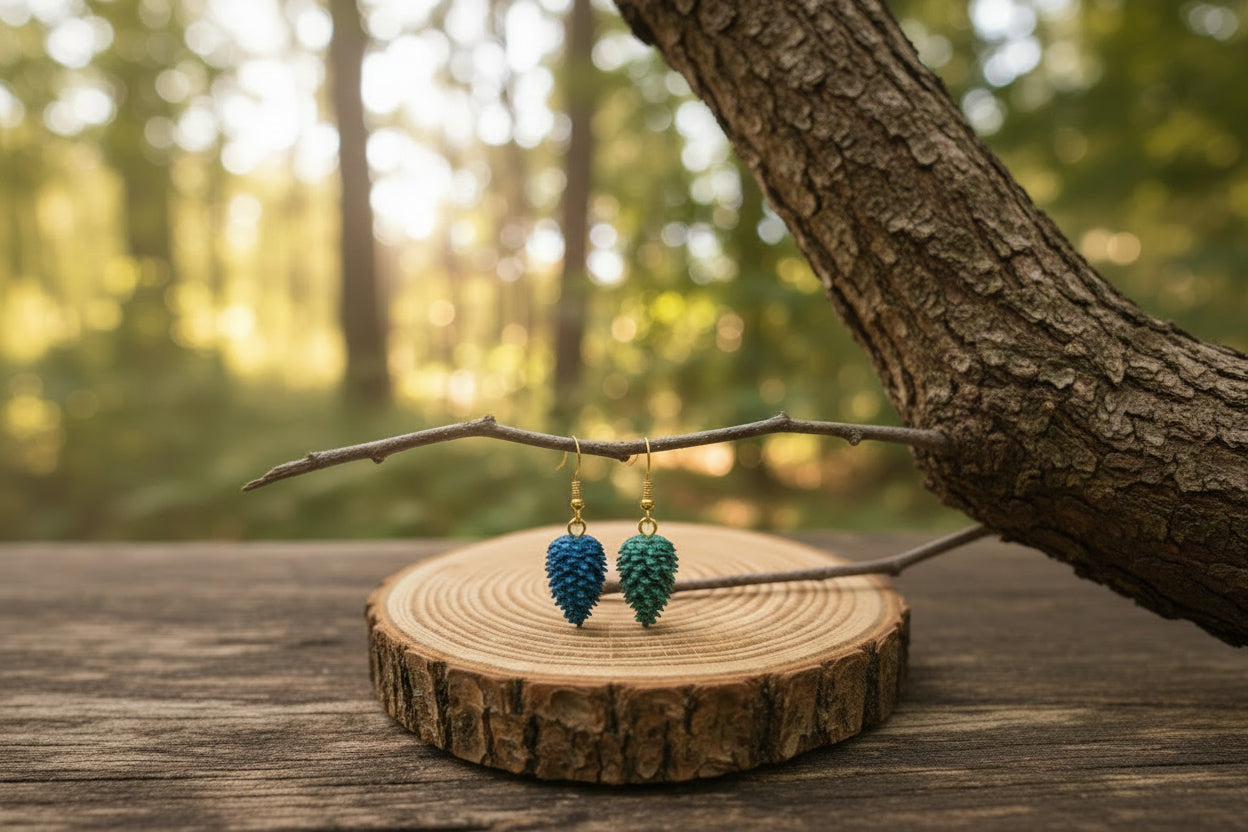 Ocean & Forest Pinecone Earrings