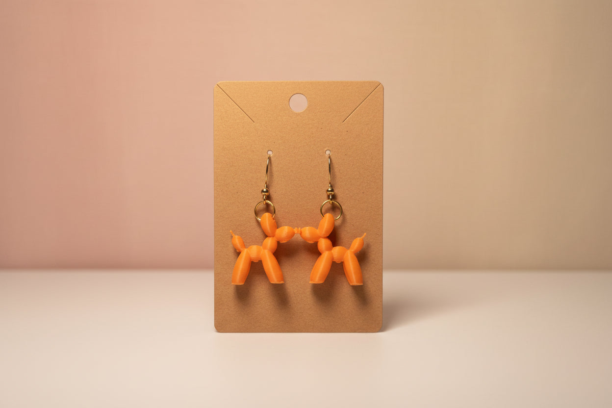 Orange Balloon Dog Earrings