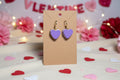Purple Heart ice cream sandwich earrings with clasp hook