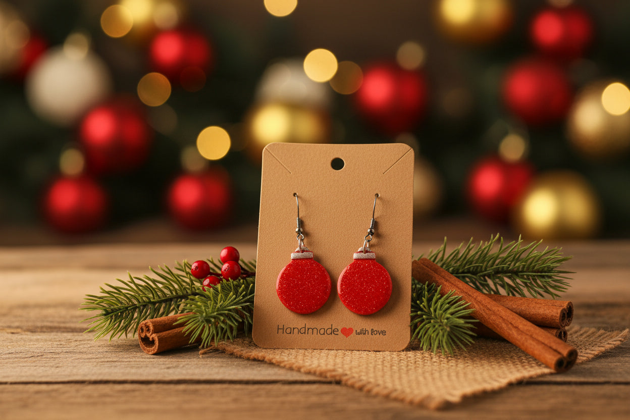 Christmas Light Bulb Clay Earrings – Handmade