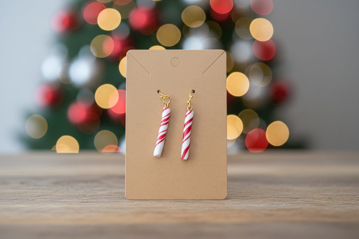 Candy Cane Cylinder Earrings