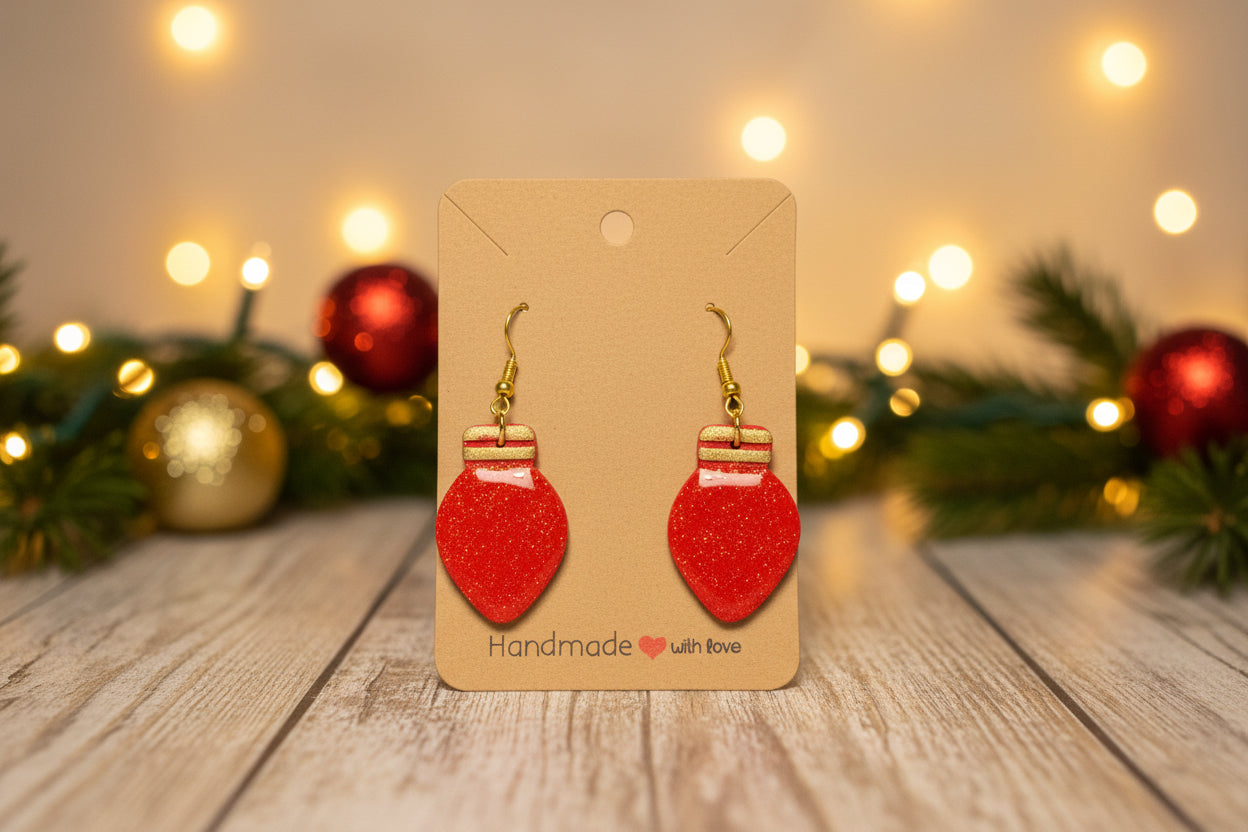 Christmas Light Bulb Clay Earrings – Handmade