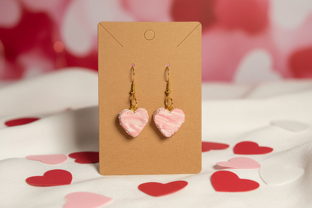 Confetti cotton candy heart cake earrings