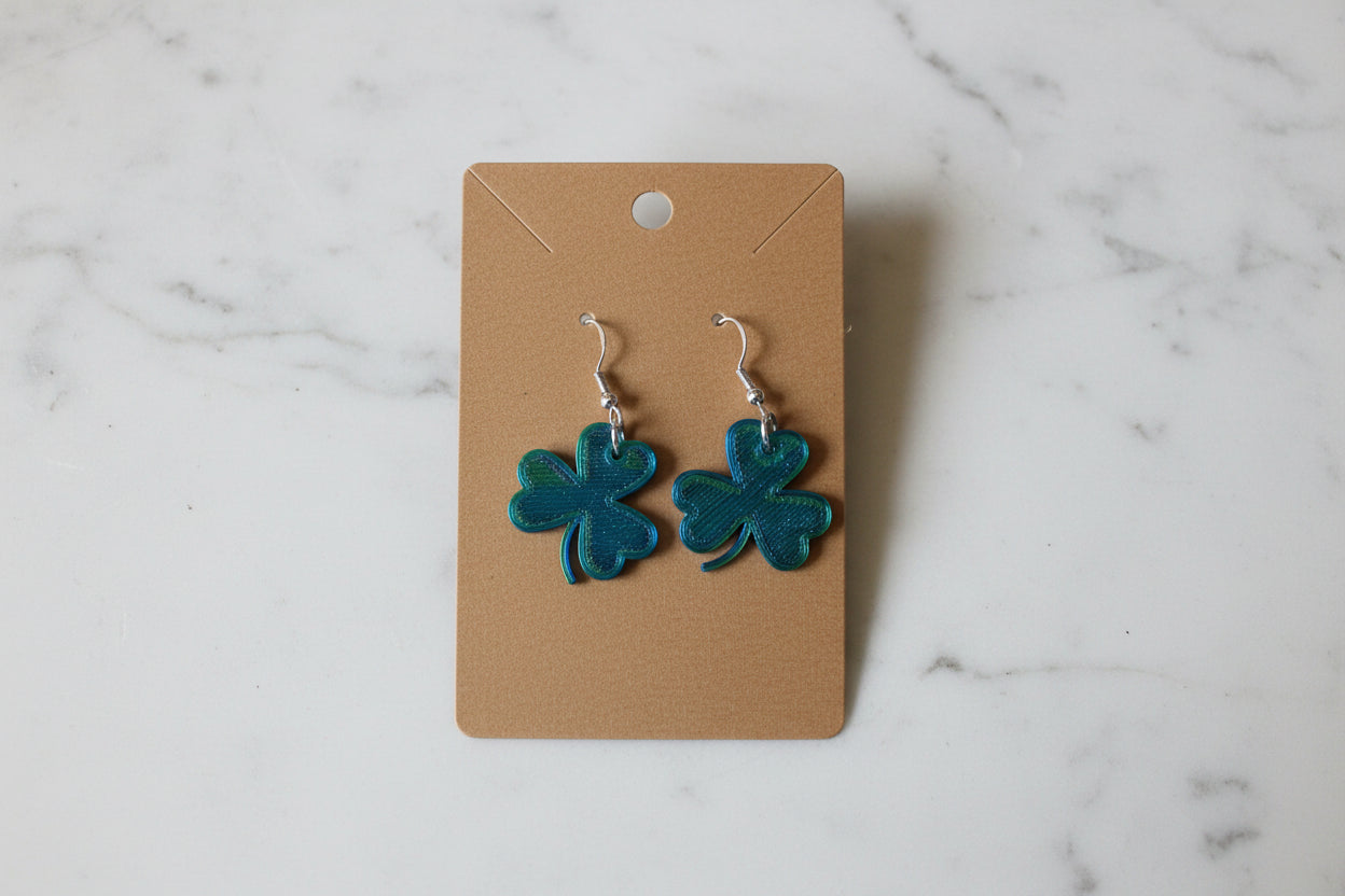 Shamrock Earrings with Gold Trim