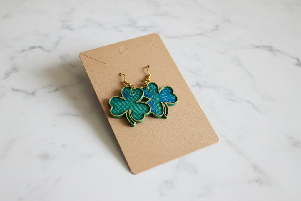 Shamrock Earrings with Gold Trim