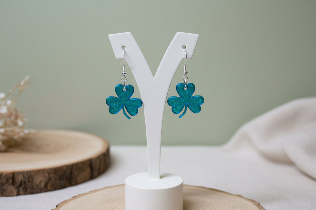 Shamrock Earrings with Gold Trim
