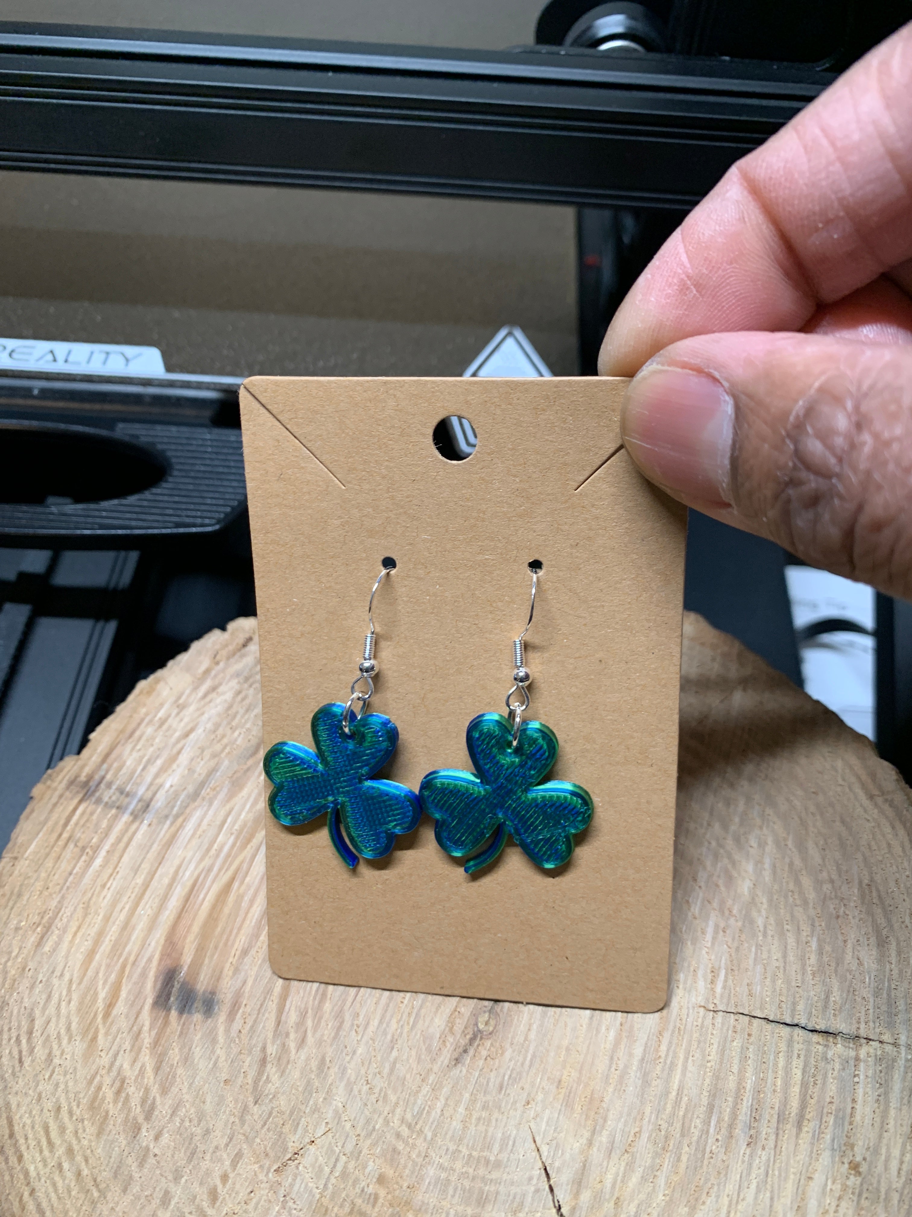 Shamrock Earrings with Gold Trim