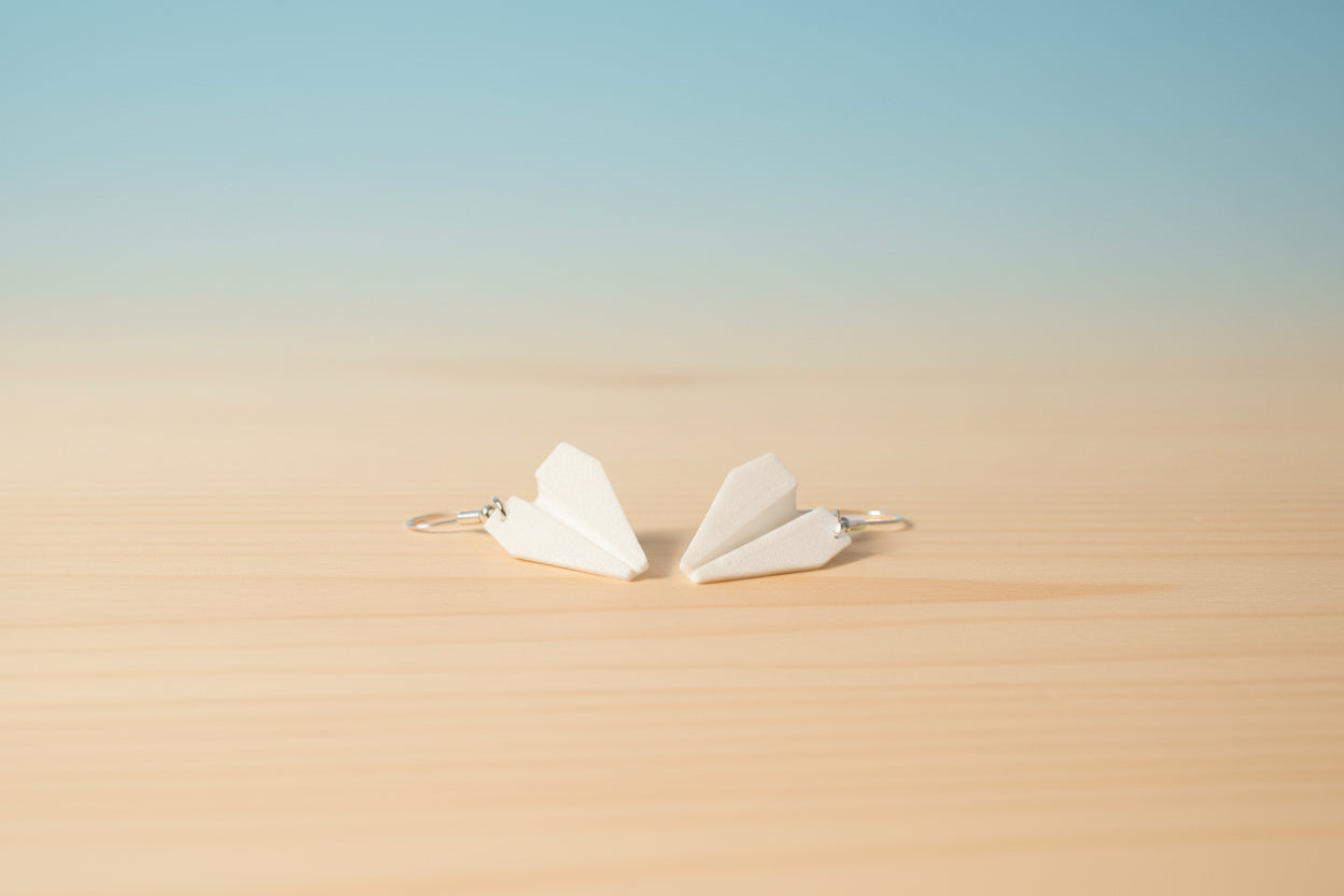 Paper Airplane Earrings – 3D Printed