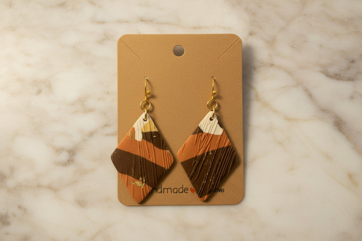 Autumn Marble Oval Polymer Clay Earring