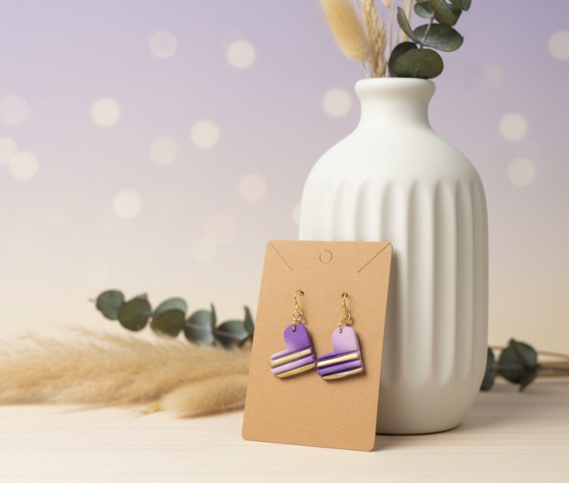 Purple Heart Dangle Earrings