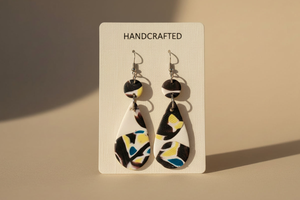 Abstract Circle & Teardrop Dangle Earrings